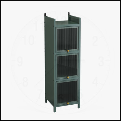 Modern Three-tier Glass Door Cabinet with Four-tier Storage for Versatile Home Use