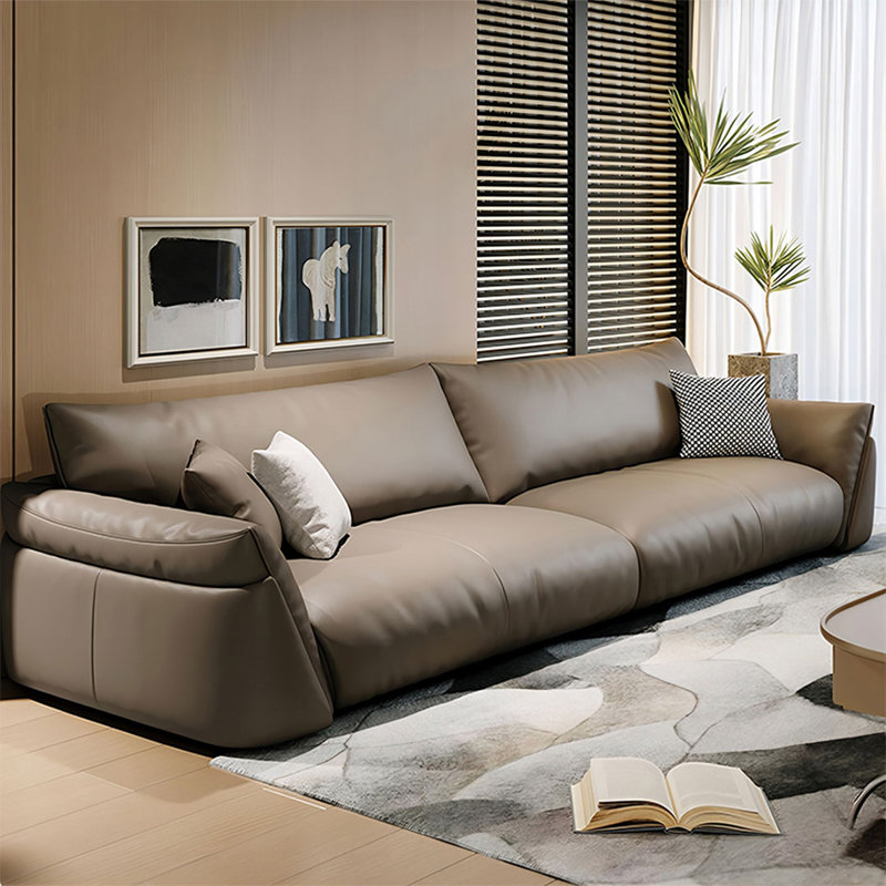 Canapé modulaire 98,43 "en cuir véritable brun, 98.43"W*38.58"D*33.07"H