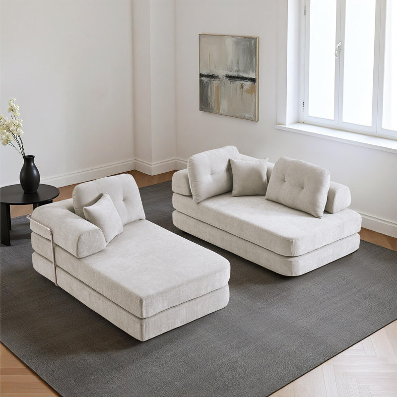 Canapé modulaire à assise profonde de 104 po avec méridienne, mousse à mémoire de forme chenille, conception modulaire, aucun assemblage requis