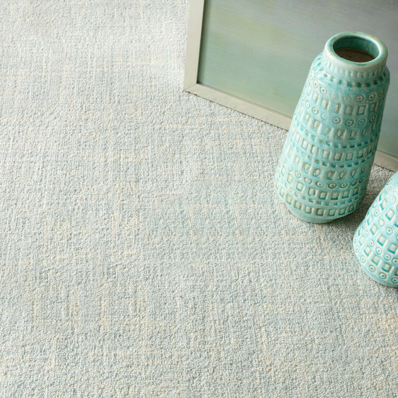 Crosshatch Sky Hand Micro Hooked Wool Rug, Rectangle 3' x 5'