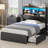 Twin Bed Frame with Storage and Charging Station, Curved Fluted Headboard, 4 Drawers, Hidden Storage, No Box Spring Needed, Modern Wood Platform Bed-779087847-772102016