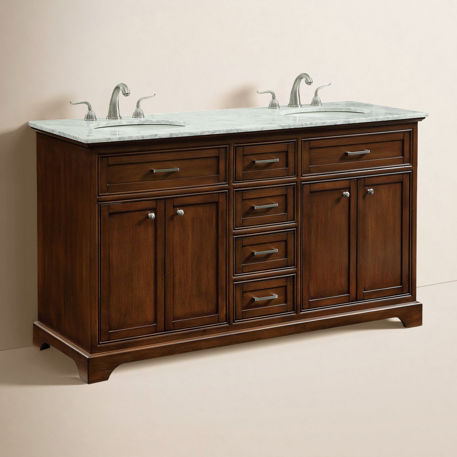 Hermes 60'' Double Bathroom Vanity, Teak