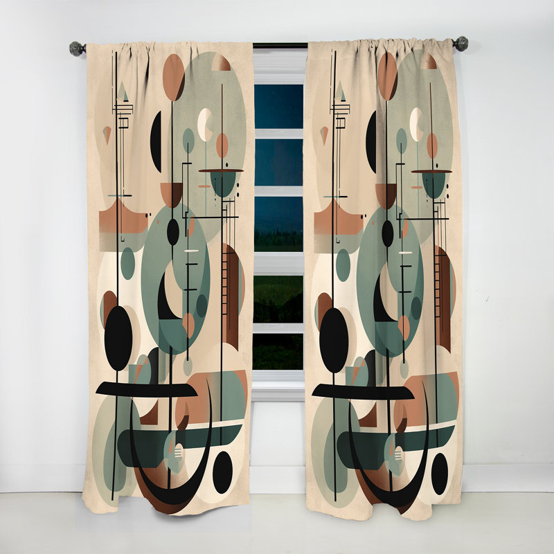 Hoadley - Illustration abstraite de formes d'objets en contact - Rideau en velours moderne - obscurcissant - 1 panneau