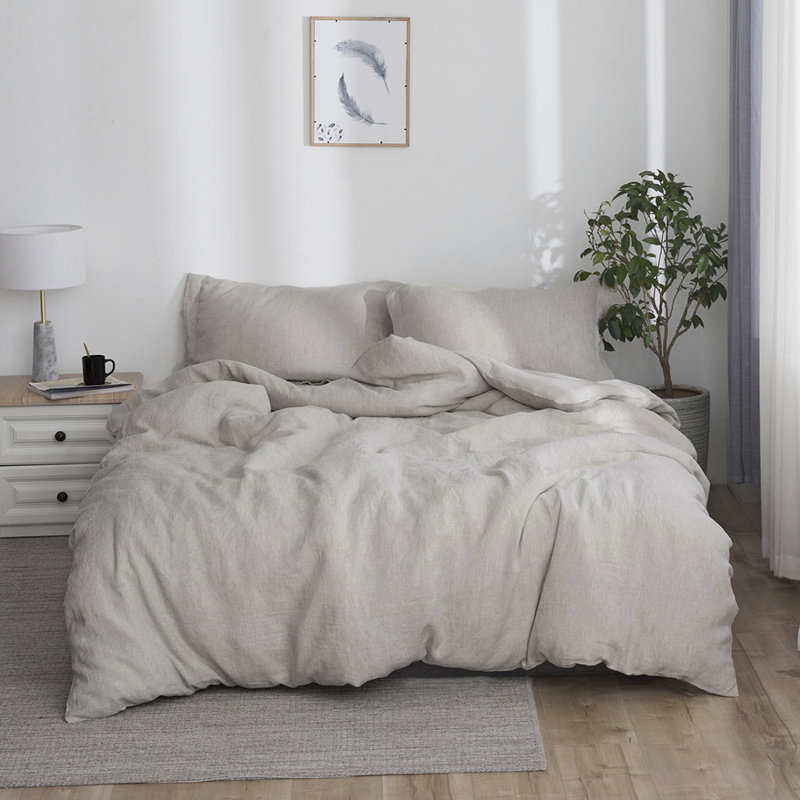 100% Linen Duvet Cover Set, Linen, California King Duvet Cover + 2 pillowcases