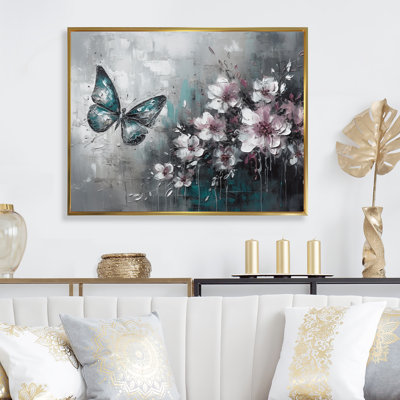 «Rylon Flowers with Butterflies», peinture III - reproduction sur toile