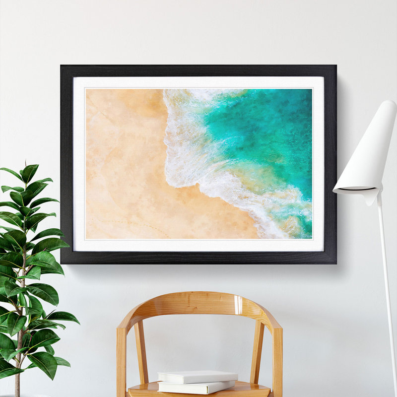 Kelingking Beach in Indonesia - Picture Frame Painting Print, 33cm H x 45cm W x 2cm D, Black Framed
