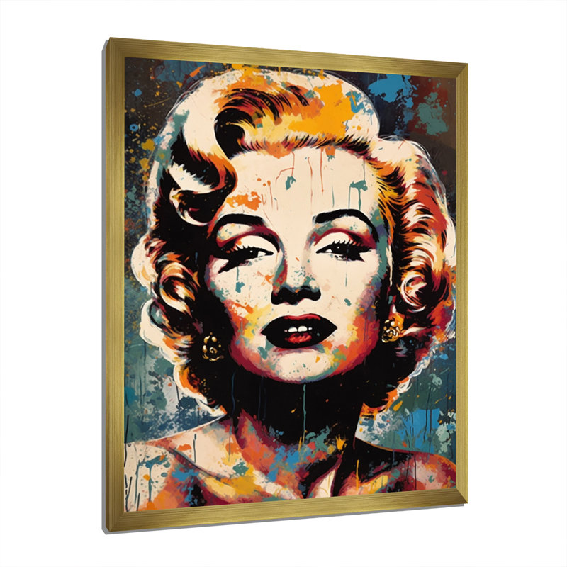 Popart Marilyn Portrait I sur impression sur toile, H 20 po x l 12 po x P 1 po, Encadrement doré