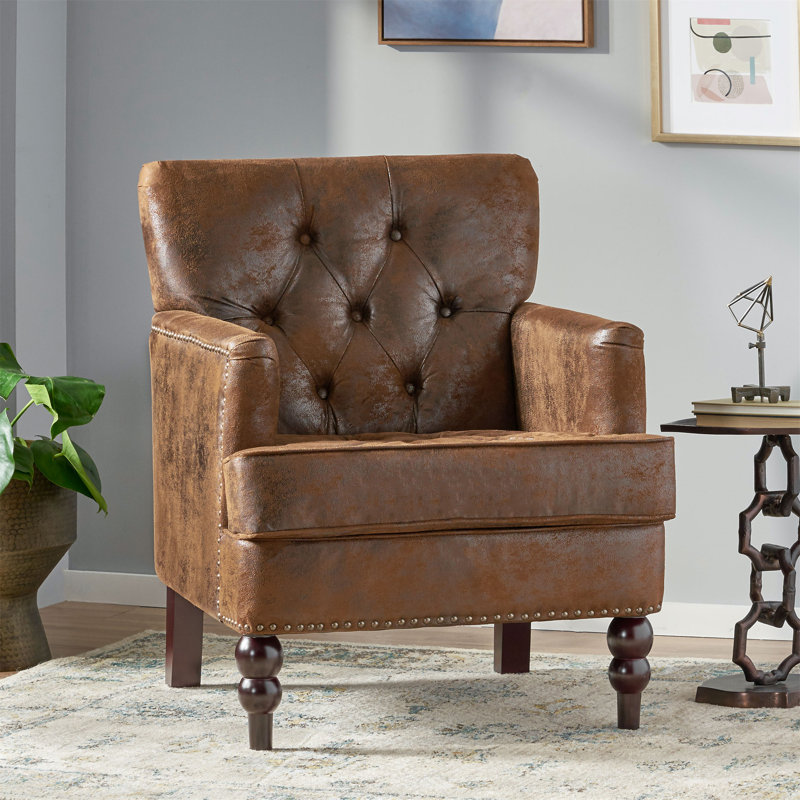 Chaise avec accoudoirs, fauteuil d'appoint, fauteuil de lecture et fauteuil, Microfibre/microsuède brun