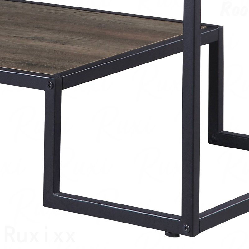 Rustic Oak Coffee Table With Shelf And Black Frame