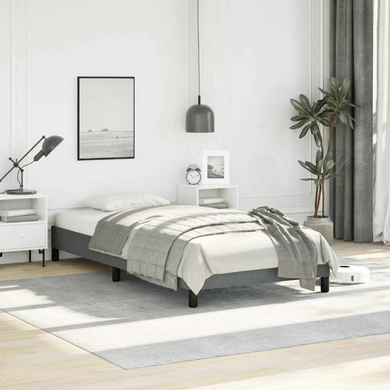 Bed Frame, Fabric Upholstered Platform Bed Frame, No Mattress, Dark Gray, Twin XL