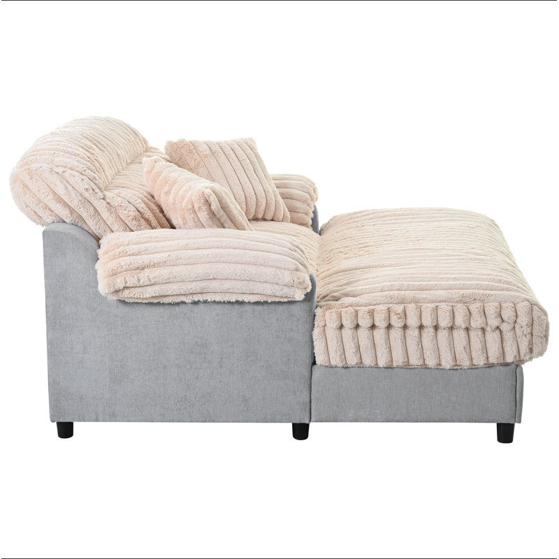 Canapé méridienne moderne de 65,25 po avec deux coussins décoratifs pour le salon