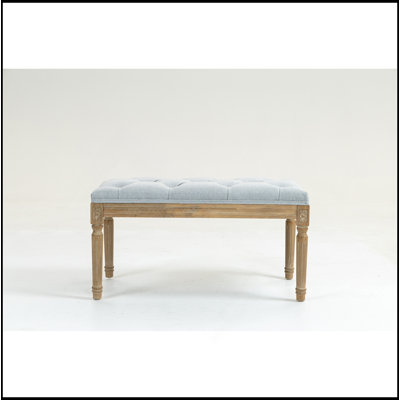 French Vintage Upholstered Bench, Ideal For Bedroom, Dining Room, And Living Room Decor.