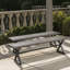 Bancs d'extérieur en aluminium avec structure en acier, ensemble de 2 pièces, gris / noir