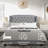 Fabric Upholstered Bed,Tufted Headboard Adjustable Height Bed Frame-2004121574-2004121582