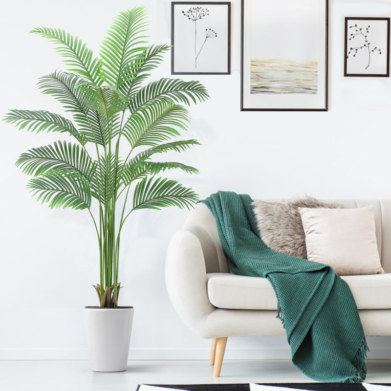 Artificial Palm Tree With 15 Trunks- Fake Palm Tree Fake Tropical Paradise Palm Tree, 84" H x 5.9" W x 5.9" D