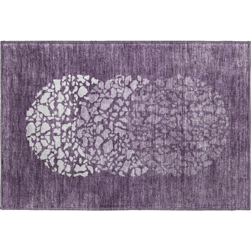 Premium Machine Washable Cerrito Eggplant Rug, Rectangle 1'8" x 2'6"