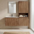 54" Floating Single Bathroom Vanity with Upper Cabinet, Ceramic Sink and Handle-Free Design