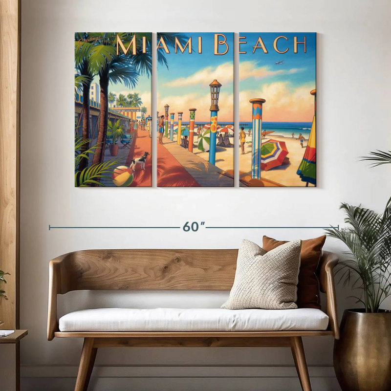 Sebbie Greetings From Miami Beach, 32" H x 50" W