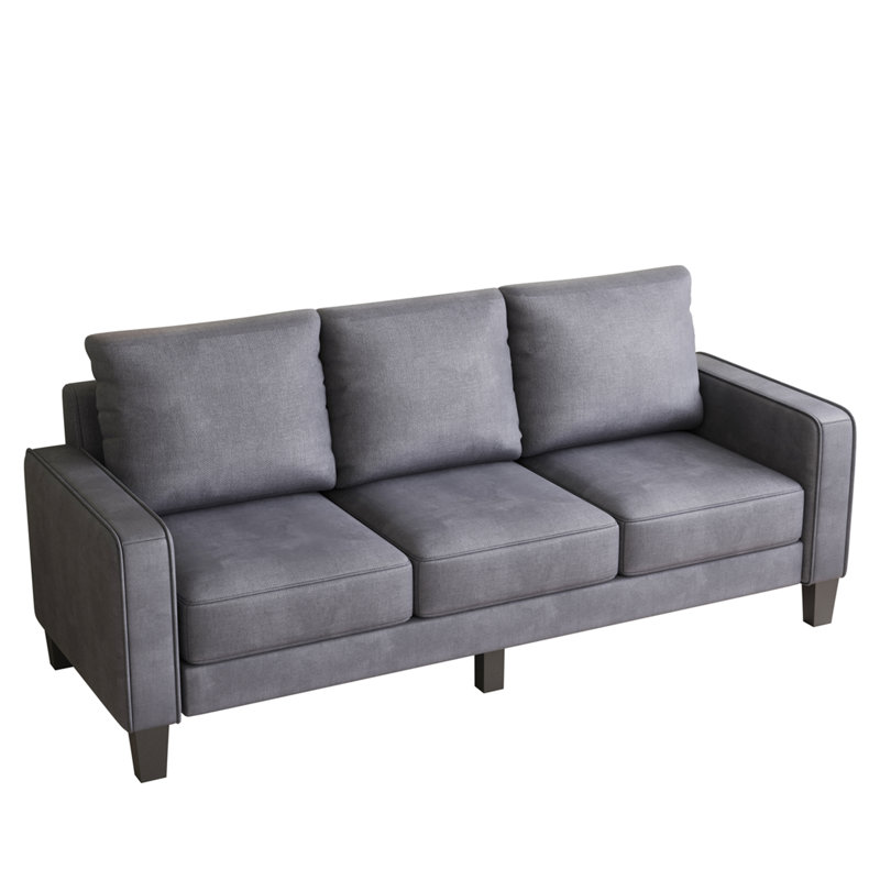 Upholstered Curved Sectional Symmetrical, Dark Gray Fabric