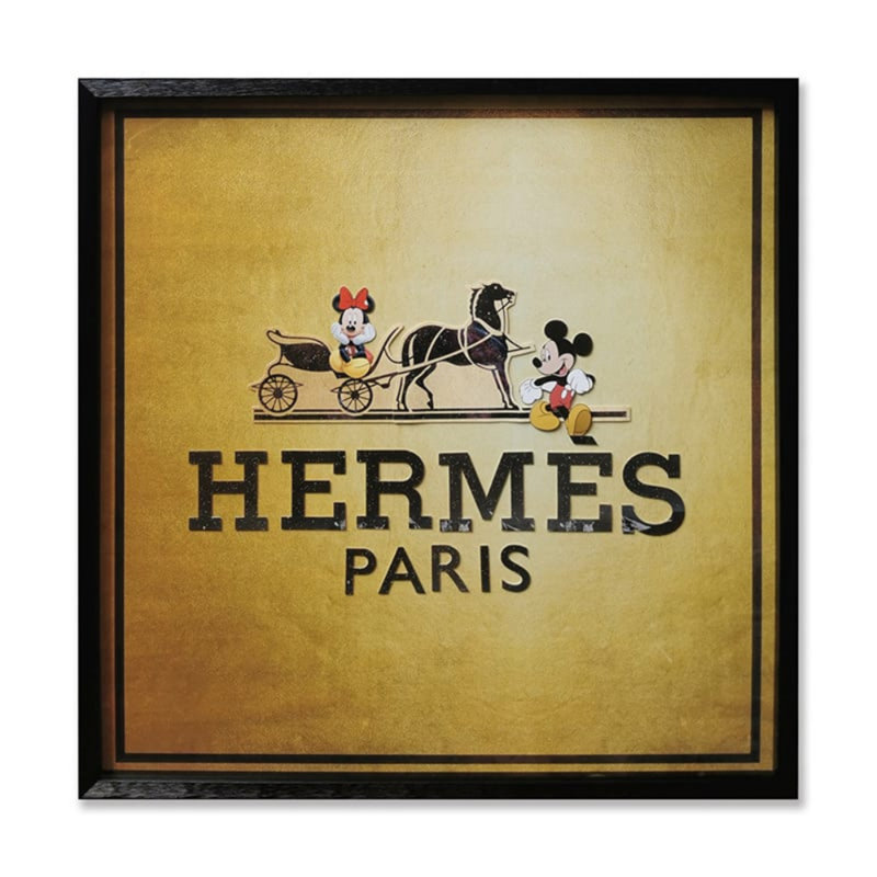 Hermes collage art avec cadre noir Ps