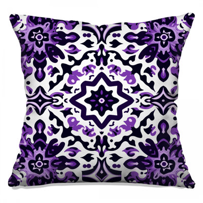 Purple Ornate Pattern Double Sided Throw Pillows