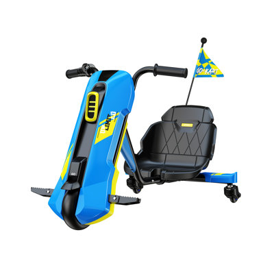 24v Kids Electric Drift Go-kart With 360° Spin, Twist Grip Control, Adjustable Seat, Music & Bluetooth, For Ages 6–12, Blue