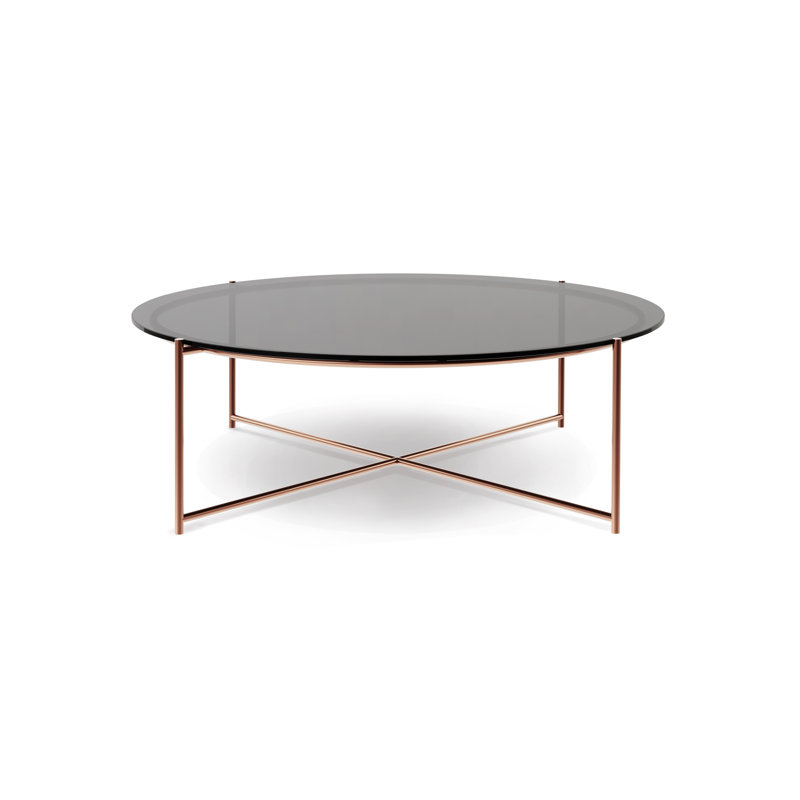 Alnisa Cross Legs Coffee Table, Bronze, Grey, 36.7cm H x 113.5cm W x 113.5cm D