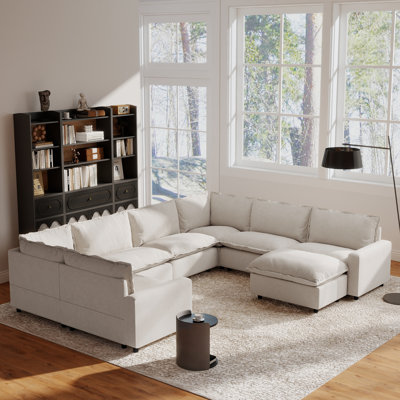 Canapé modulaire en tissu 8 pièces avec repose-pieds 8 pièces