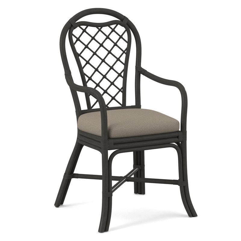 Trellis Dining Arm Chair, Beige Performance Fabric; 0851-73, Celery
