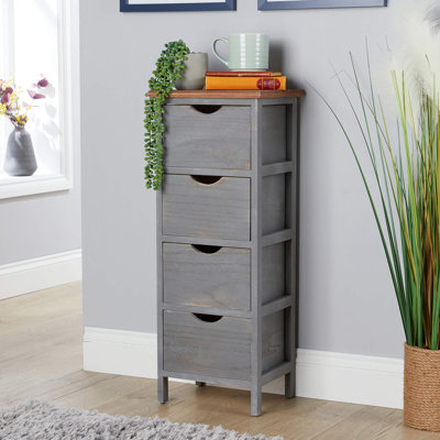 Hemsby Fully Assembled 4 Drawer Chest Storage Unit - Grey