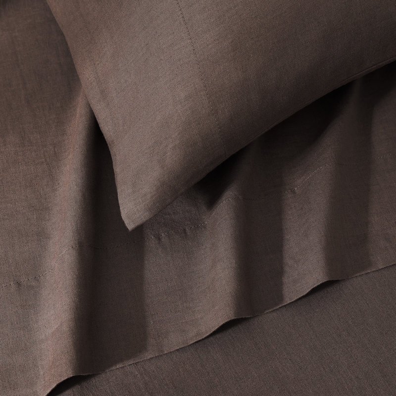Egyptian-Like Cotton-European Linen Sheet Set, Earth, Twin XL Sheet Set with 1 Pillowcase