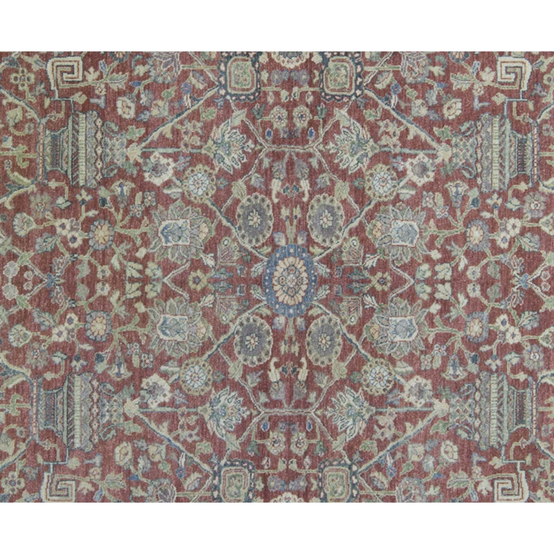 Tapis rouge et ivoire noué à la main de haute qualité