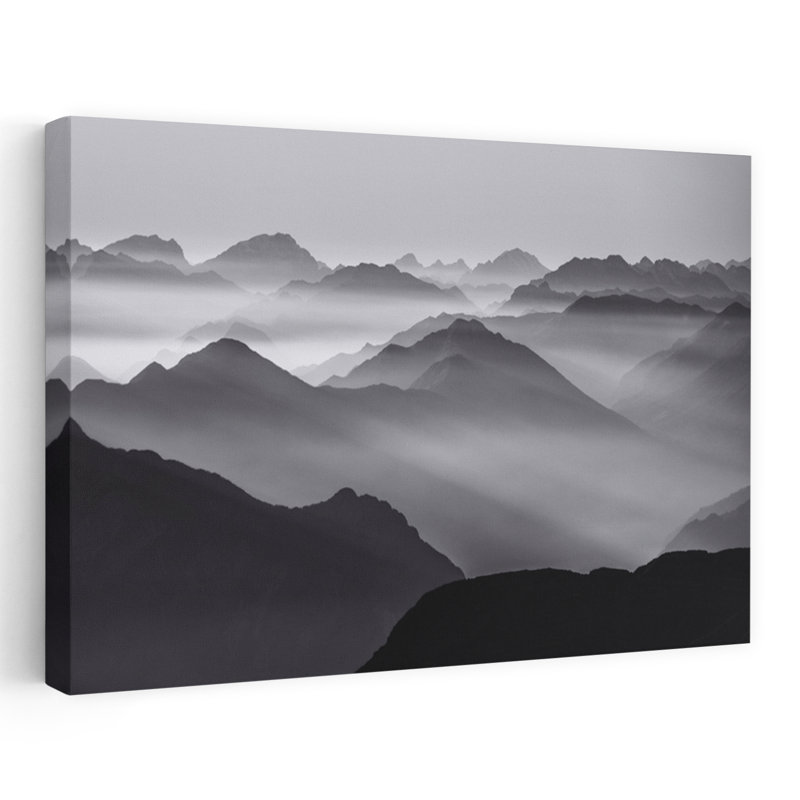 Art contemporain contemporain, paysage de montagne abstrait, 16" H x 24" W