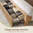 Fluted Panel Platform Bed with LED Headboard, Storage Drawers & USB Charging,No Box Spring Needed,Queen/Oak-453278634-453278639