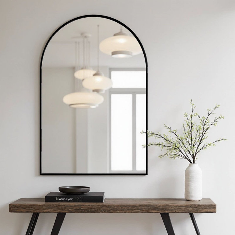 Aluminum Framed Arched Wall Mirror, 36" x 24"
