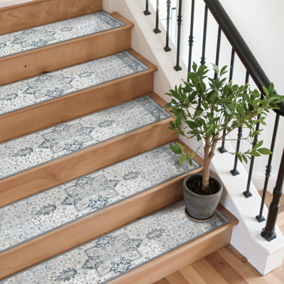Tapis d'escalier rétro antidérapant rétro avec pattes en bois
