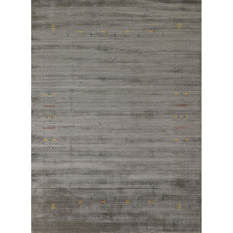 Tapis gris et vert Gabbeh