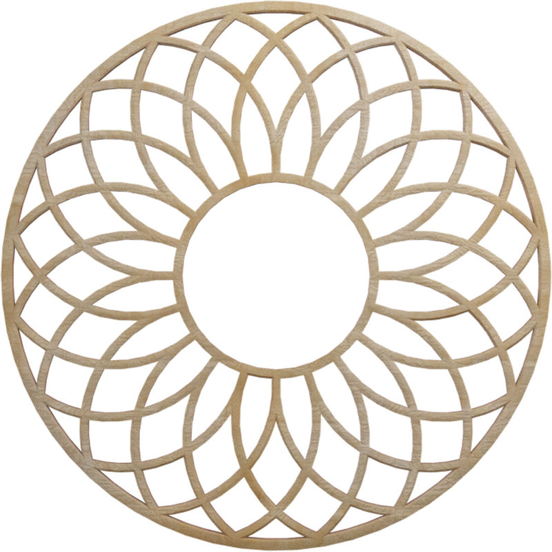 Médaillon de plafond 22 "x 22" x P 7 1/2 "x T 1/4" Hickory, Bouleau, H 20 po x l 20 po x P 0,38 po