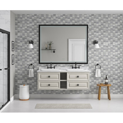 Miroir à DEL avec cadre en aluminium, miroir de meuble-lavabo mural