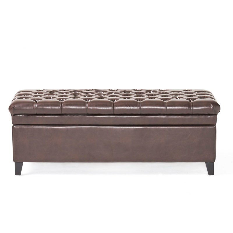 20.5" Wide Storage For Keeping Items Out Of Sight - Brown Button With Lid X 18.57