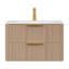 de salle de bain flottante de 5 pouces avec lavabo, lavabo en pierre frittée blanc de Carrare, armoire de rangement moderne en contreplaqué à grain de bois pour salle de bain contemporaine