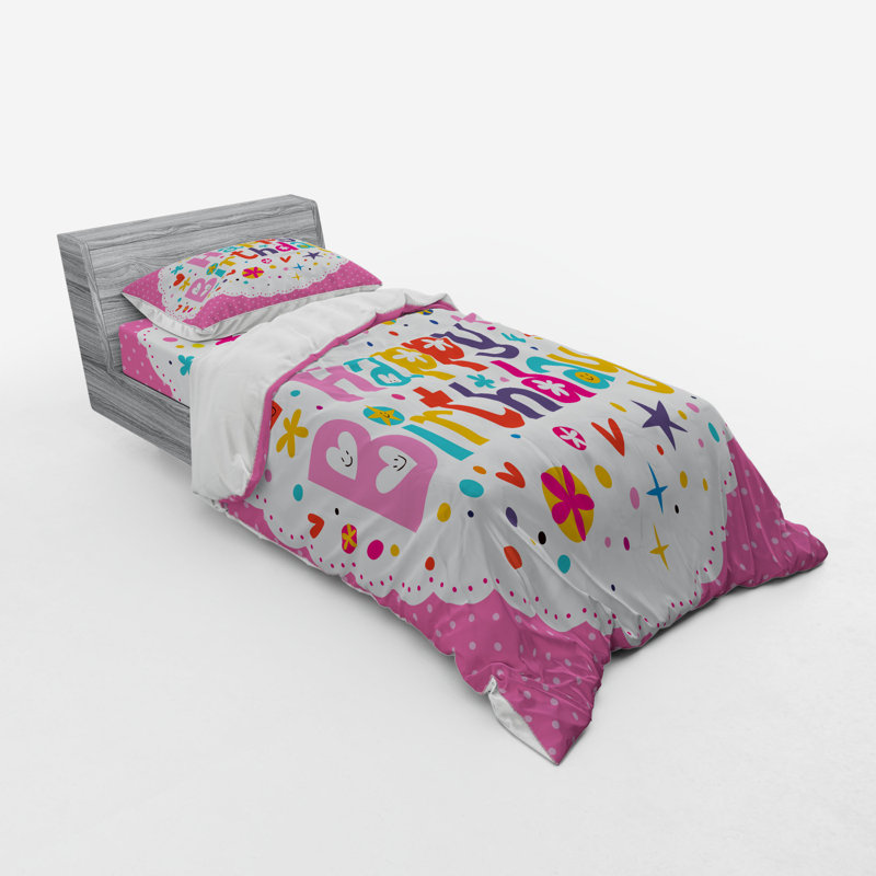 Ensemble de housse de couette en microfibre rose, Housse de couette simple TG + 2 articles suppléme
