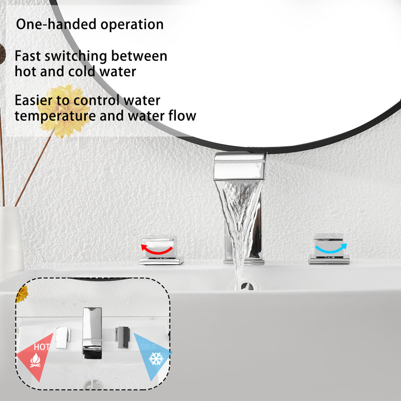 2-handle Bathroom Faucet with Drain Assembly, Silver