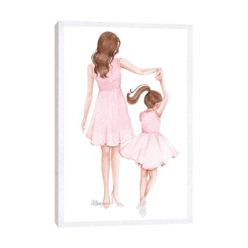 Mom And Daughter Dance by Style Of Brush - Gallery-Wrapped Canvas Giclée on Canvas, White Framed, 66.04 cm H x 45.72 cm W