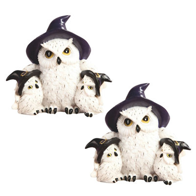 "Ensemble de 2 pièces" ICE ARMOUR l 5,25 "famille de chouettes de 3 figurines statues ornement de décoration de maison / chambre et idées de cadeaux parfaits pour le réchauffement de la maison, les fêtes et les anniversaires