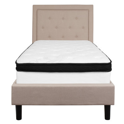 Aluino Panel Tufted Platform Bed and Memory Foam Pocket Spring Mattress