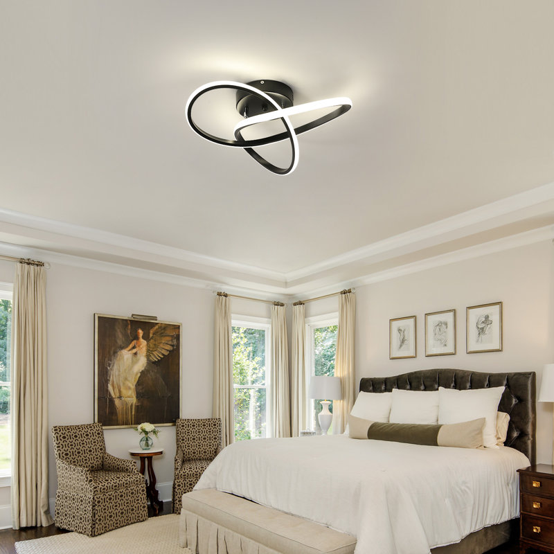 Modern LED Ceiling Light, 20W Modern Spiral Design LED Lamp, 3000K-6000K(Color Temperature Adjustable), Matte Black