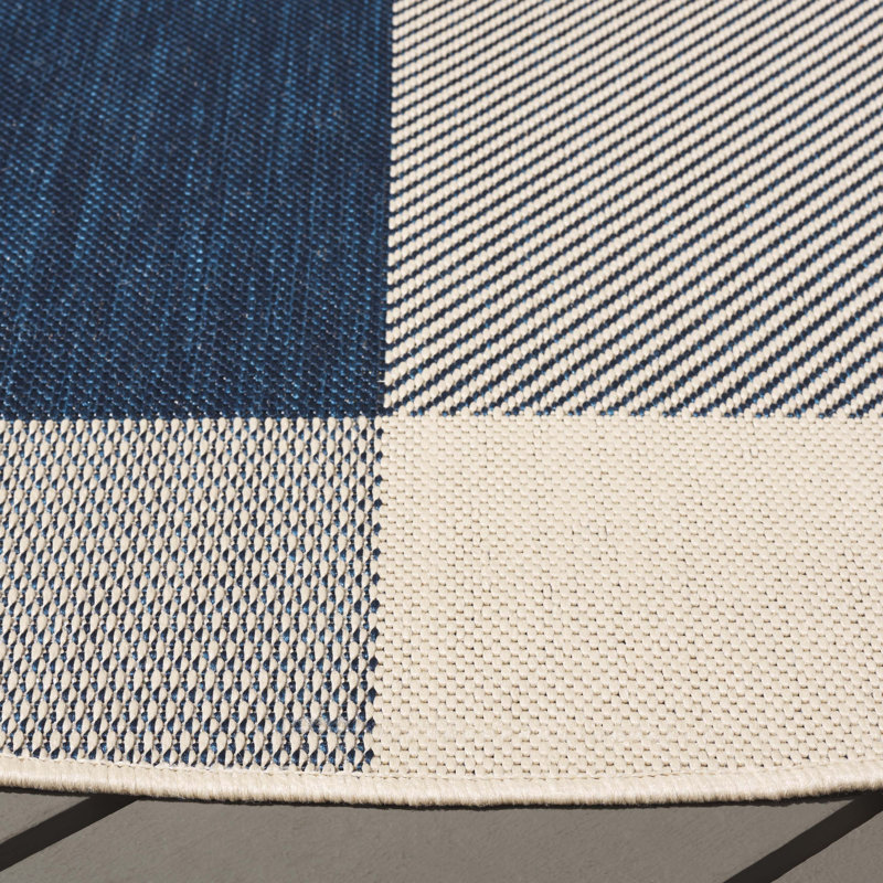 Tapis d'intérieur / extérieur à carreaux Janissa Performance, Rond 6 pi 7 po