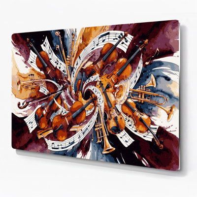Music Musical Instruments Red Metal Wall Art