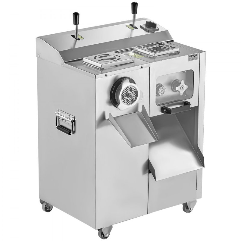 Hachoir à viande, hachoir à viande électrique de 14 lb / min, trancheuse, étaleur de saucisses avec lame, plaque de broyage, saucisse, armoire à hachoir en acier inoxydable pour couper les dés en tranches, boucher de restaurant